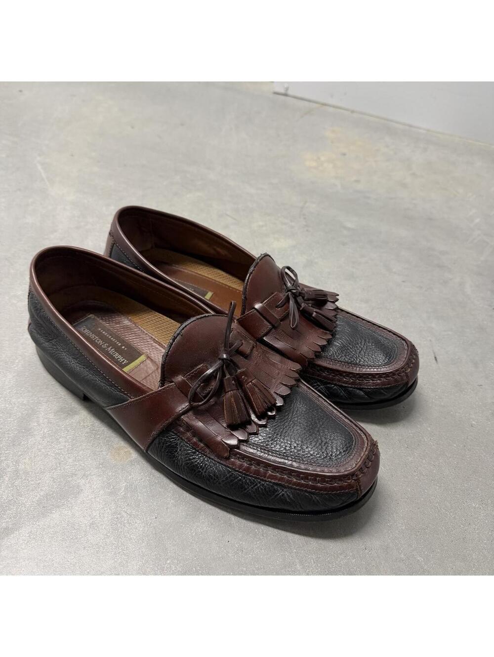 Johnston & Murphy Mens 13M Leather Tassel Kiltie Loafers Black Brown Dress Shoes